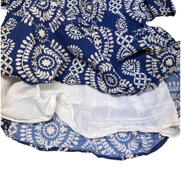 Saiph Lab Boho Top Blue White Bell Sleeve Blouse Size M Tunic Festival Peasant - Picture 6 of 9